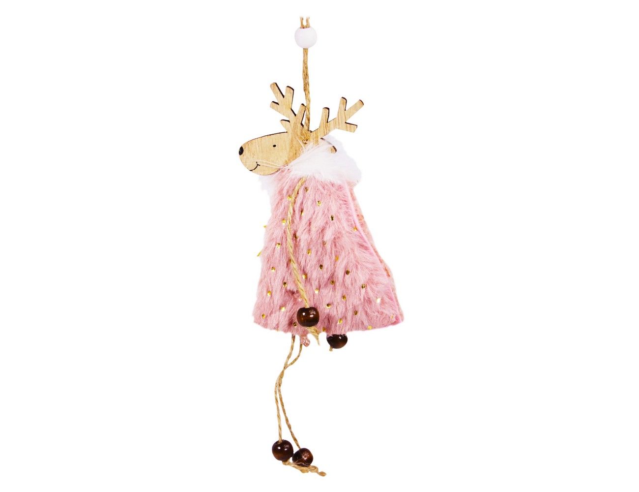Елочная игрушка Due Esse Christmas олениха в шубке SHY-W11436P/1 17 см 1 шт. розовый