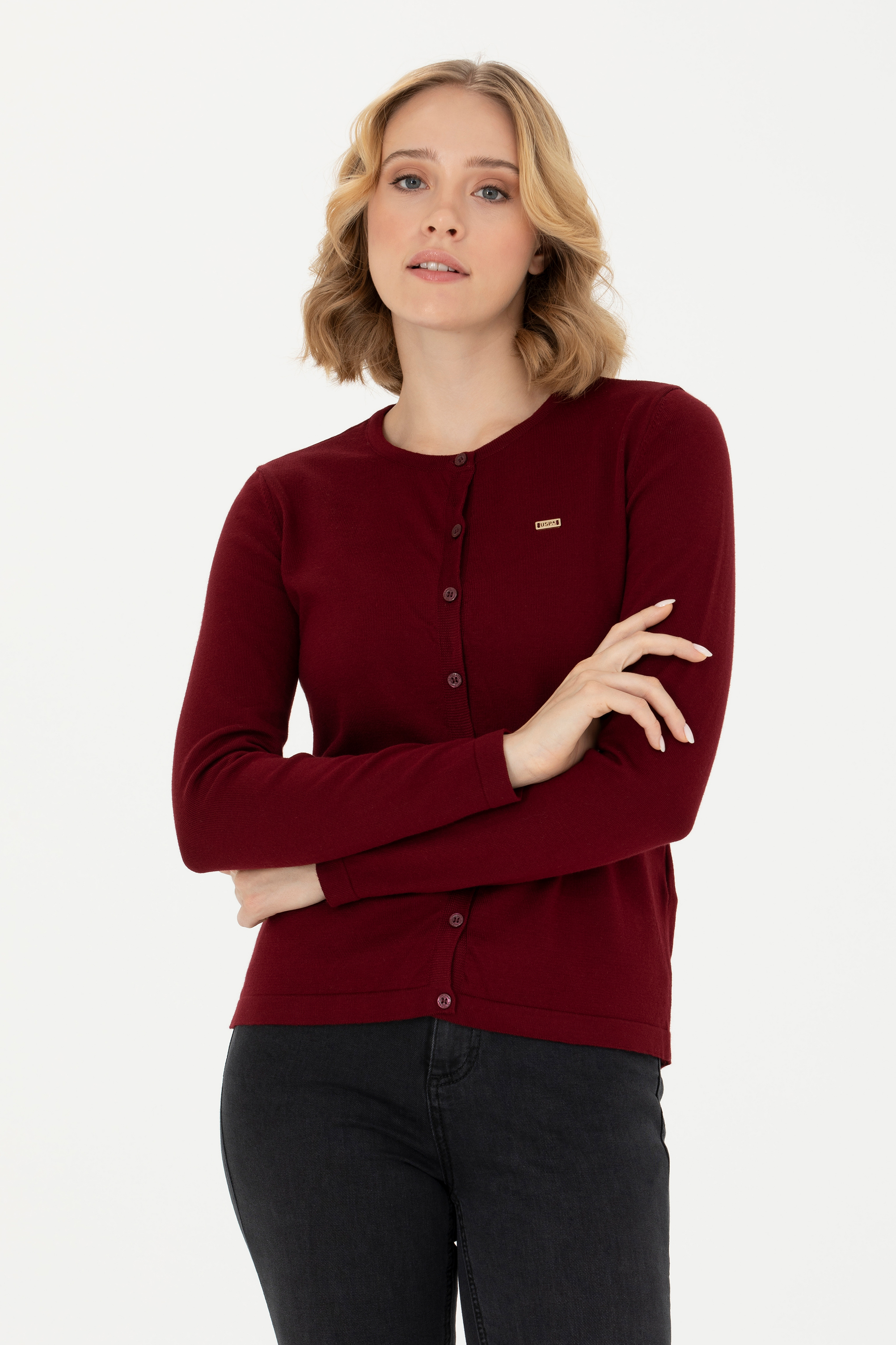 Кардиган женский US POLO Assn G082GL0TH0GLT01-BSK23 бордовый XL 4720₽