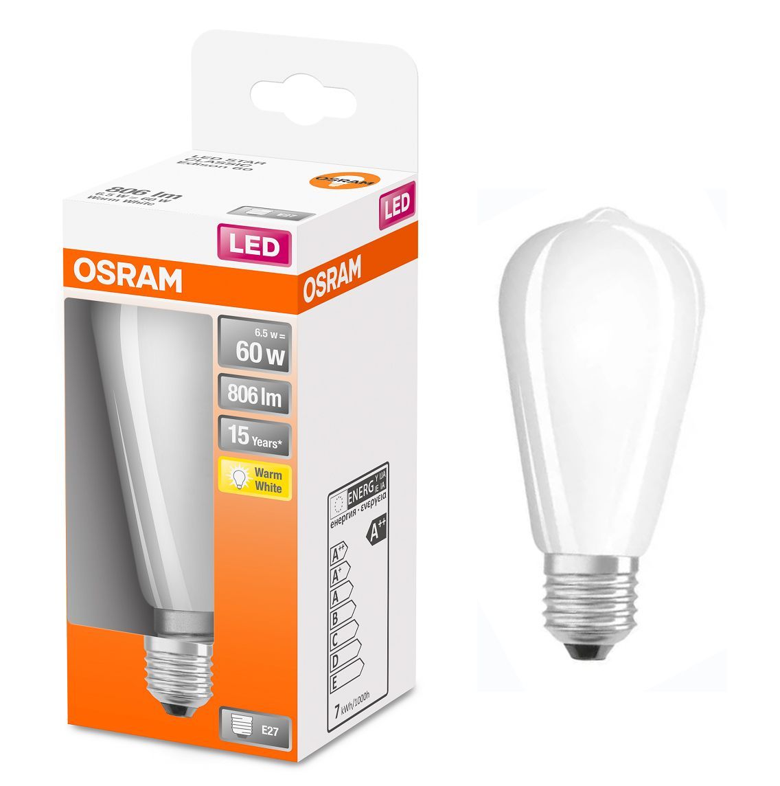 

Лампа светодиодная OSRAM Vintage ST64 6.5Вт 230В E27 806Лм 2700К теп белый Филаментная 1шт, Vintage ST64 6.5Вт 230В E27 806Лм 2700К Филамент