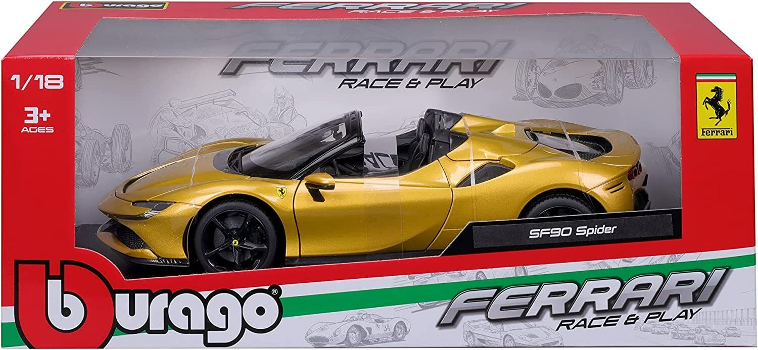 Машинка металлическая 1:18 Bburago Ferrari SF90 Spider 18-16016 bburago 1 64 ferrari miniature car model bb11 enzo scale f12tdf f40 f50 458 488 gtb spider diecast art replica toy