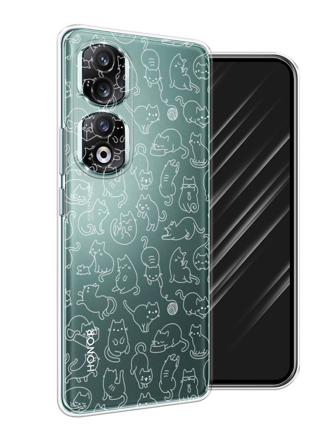 

Чехол Awog на Honor 90 Pro "Шкодливые котики", Прозрачный;бежевый
