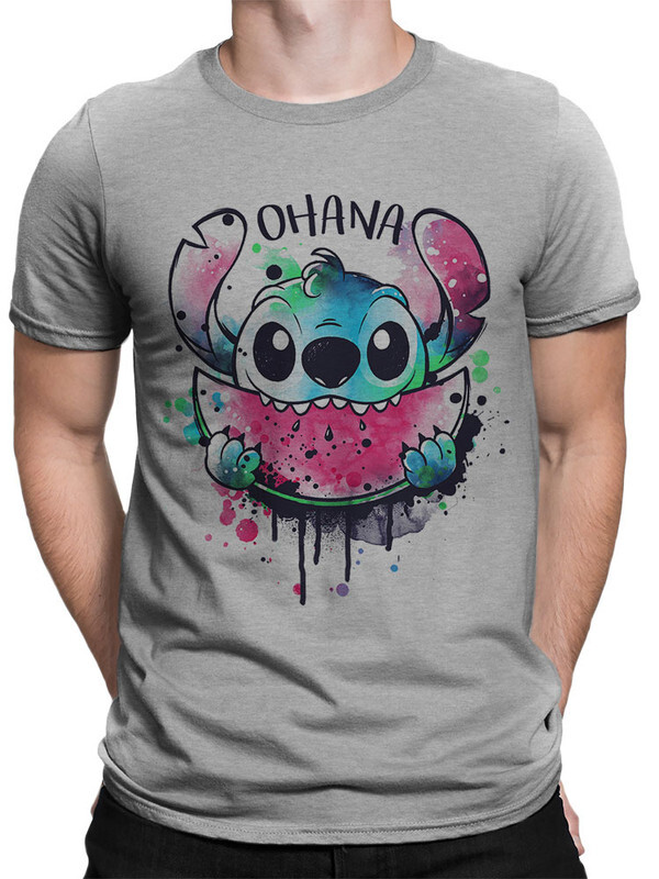 фото Футболка мужская design heroes лило и стич - ohana серая 3xl