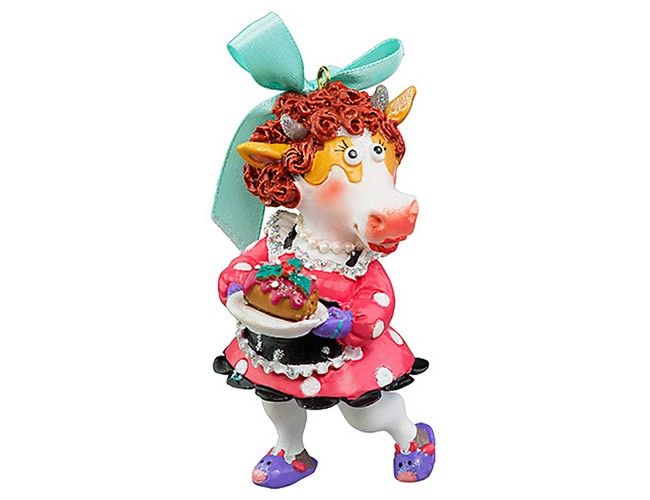 Елочная игрушка Holiday Classics корова-рождественский кекс 208967 9 см 1 шт. разноцветный
