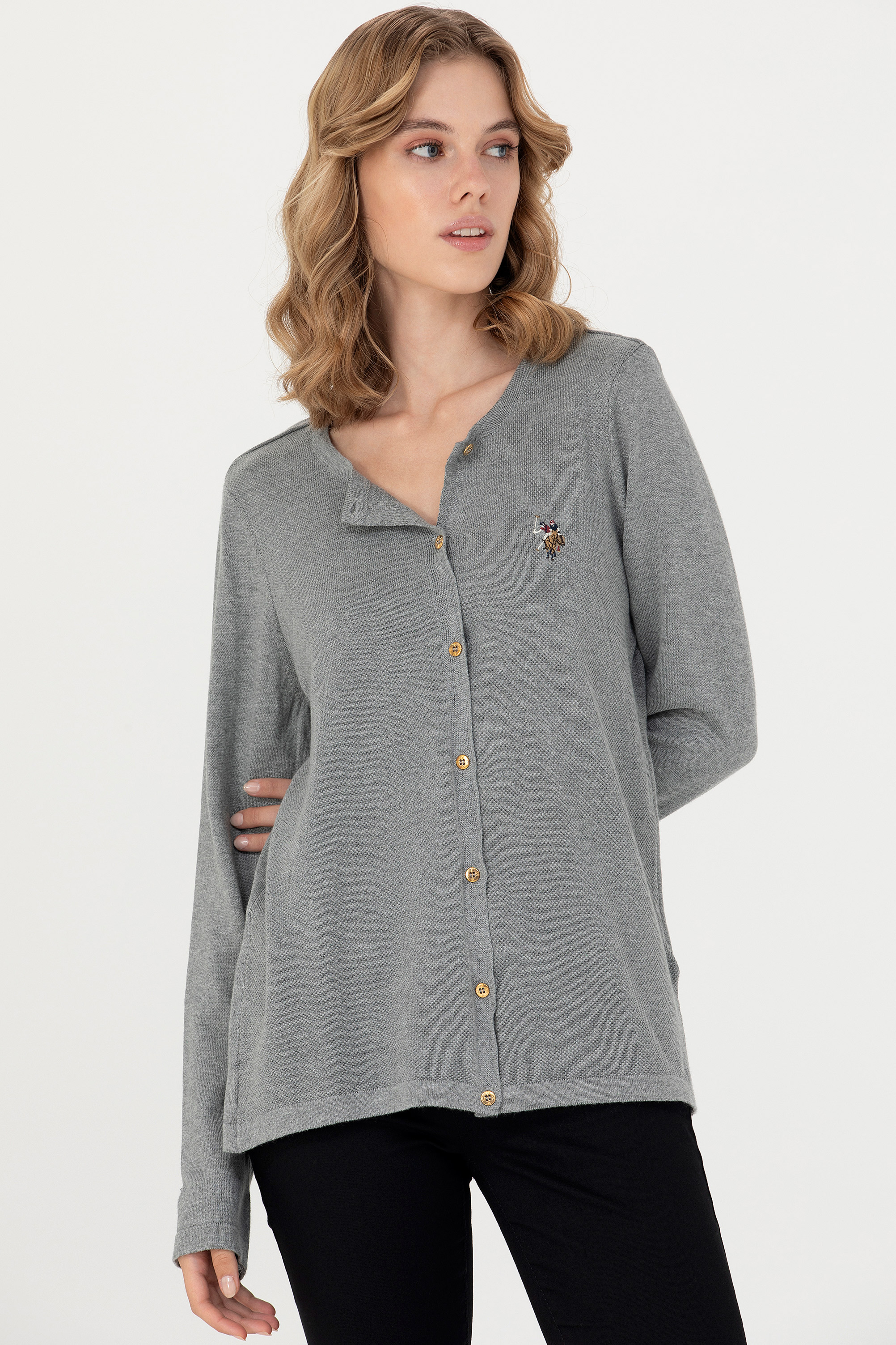 Кардиган женский US POLO Assn G082SZ0TH0CATINE-BSK23 серый M 5340₽