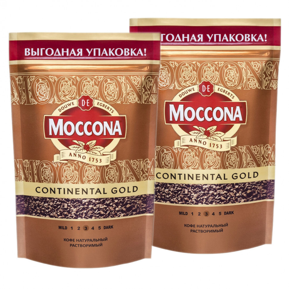 Кофе растворимый Moccona Continental Gold, 2 шт по 140 г