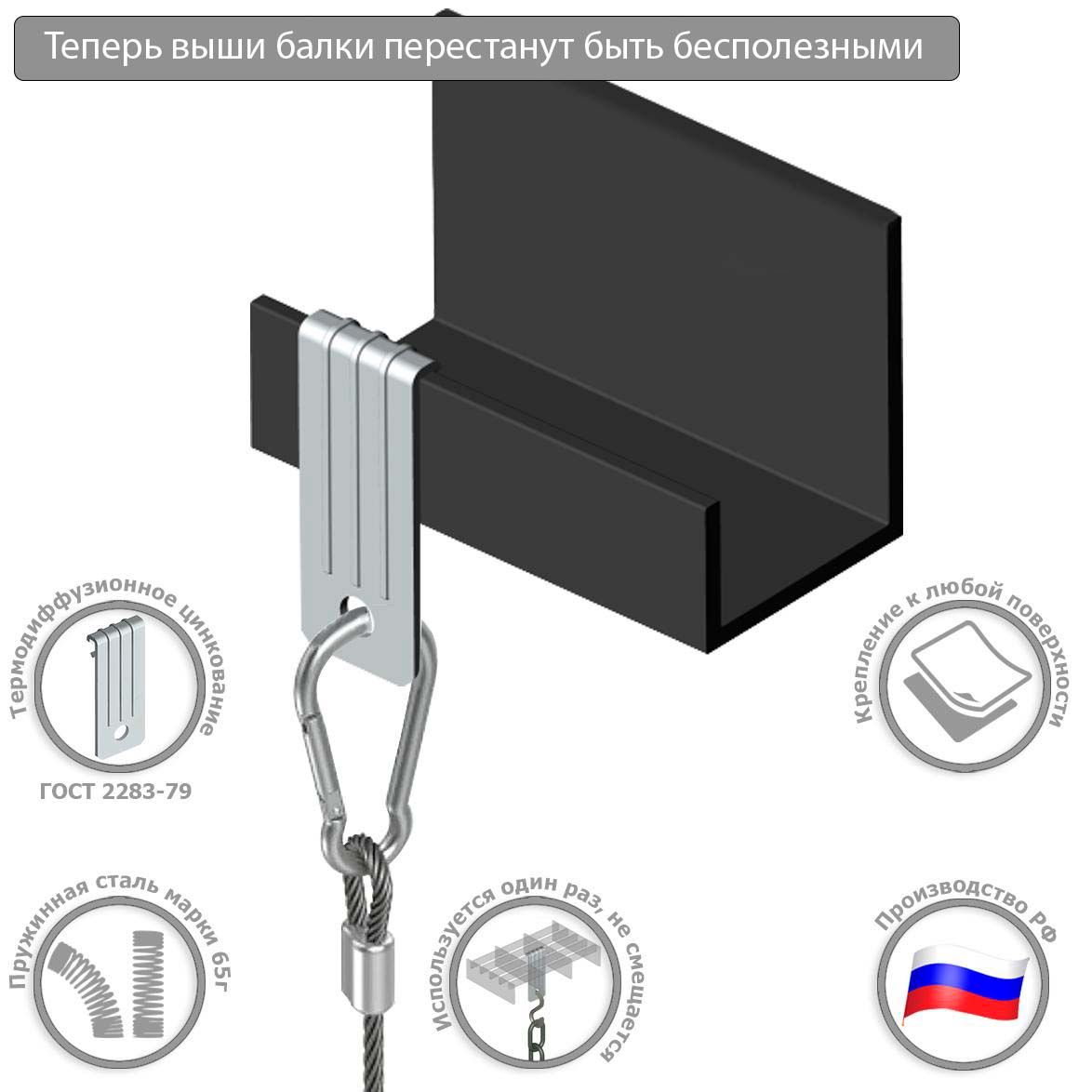 Крепление УМС Вертикальный балочный зажим 1-5мм с отверстием 6мм, в наборе 10