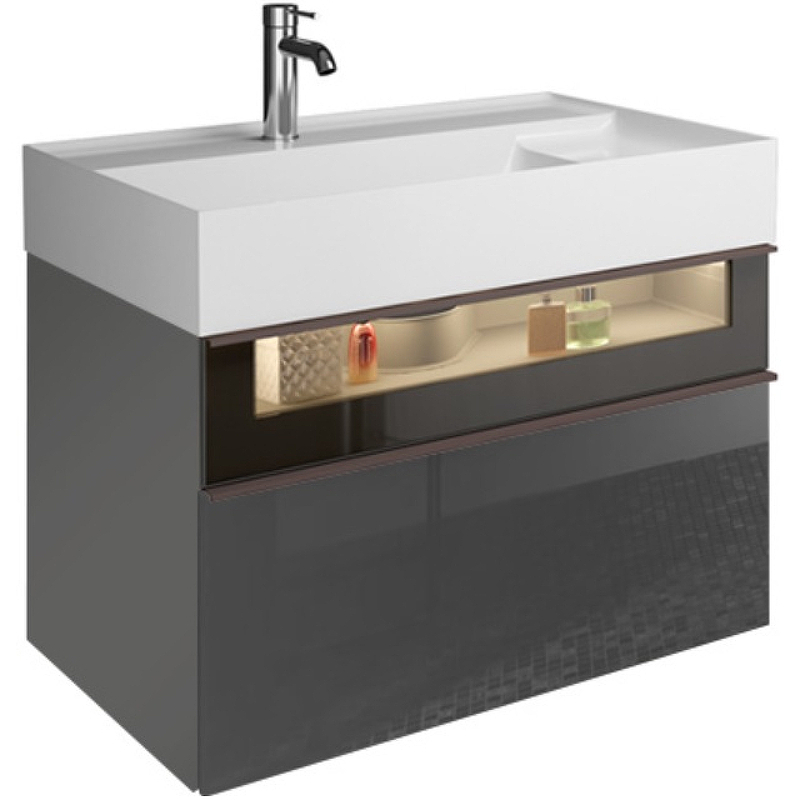

Тумба с раковиной Burgbad Yumo 80 SFMX082 F3194 C0001*1 подвесная Серая
