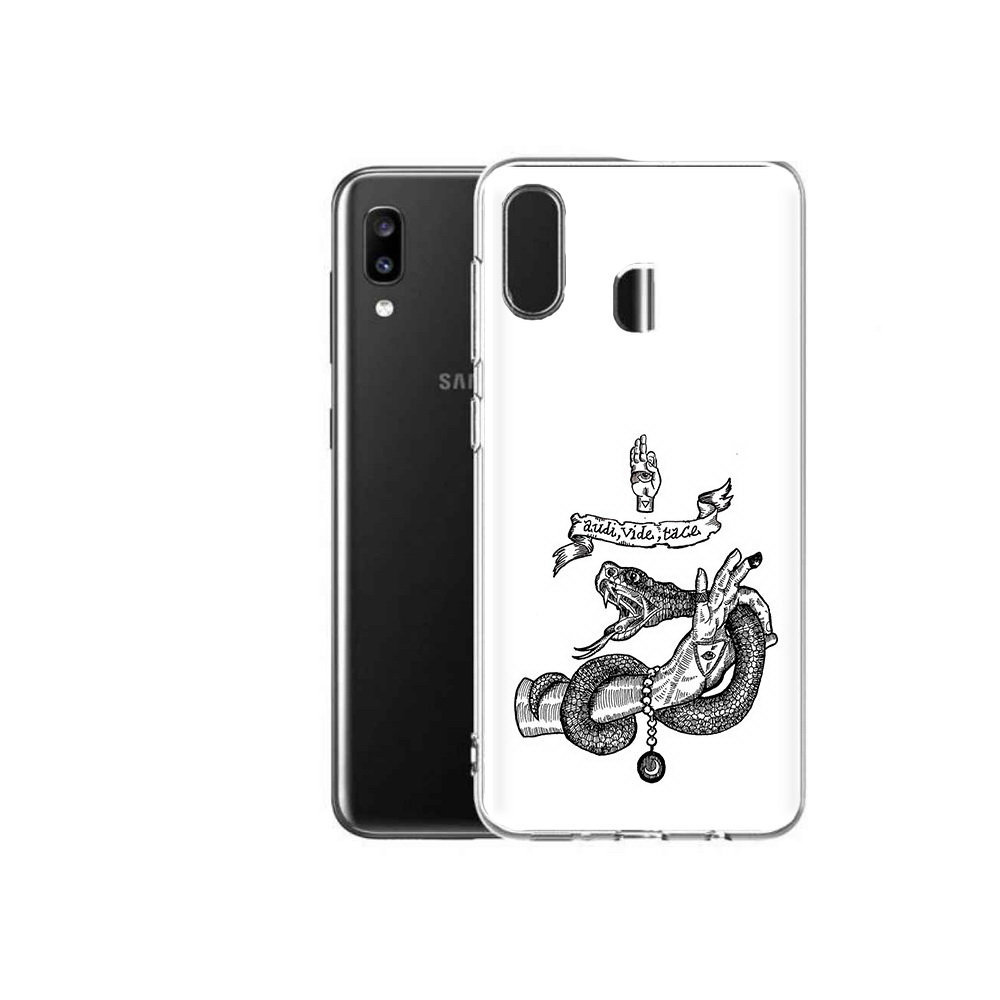 

Чехол MyPads Tocco для Samsung Galaxy A20 змея на руке рисунок, Прозрачный, Tocco