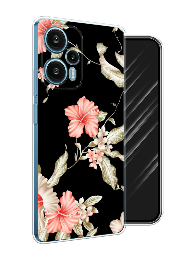 

Чехол Awog на Xiaomi Redmi Note 12 Turbo "Цветы на черном", Черный;розовый, 318450-8