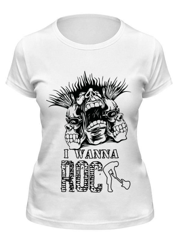 

Футболка женская Printio I wanna rock w белая 2XL, Белый, I wanna rock w