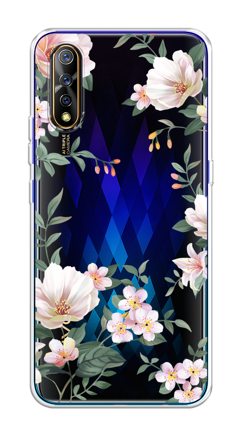 

Чехол на Vivo iQOO Neo/V17 Neo "Beautiful white flowers", Бежевый;зеленый, 261250-1