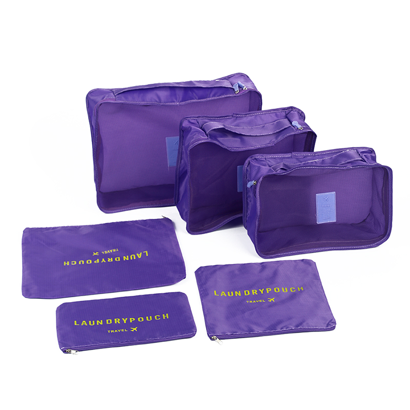 фото Органайзер хранения вещей для чемодана в наборе laundry pouch j0015 6 шт фиолетовый baziator
