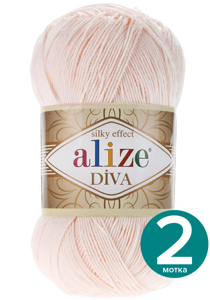 

Пряжа Alize Diva (Ализе Дива) - пудра (382), 100 г / 350 м (100% микрофибра акрил) - 2 шт, Розовый, Divа klubоk.shор