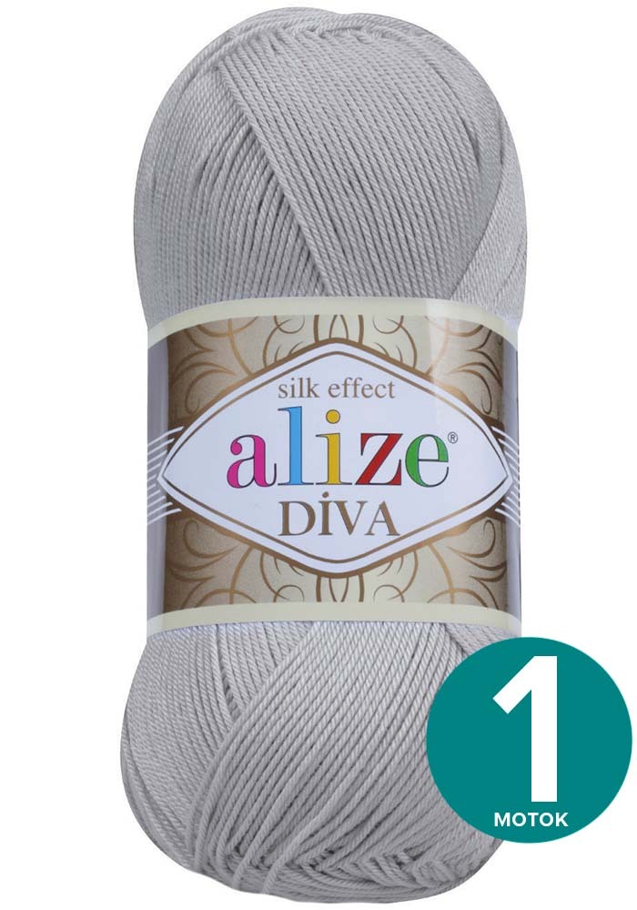 

Пряжа Alize Diva (Ализе Дива) - серый (355), 100 г / 350 м (100% микрофибра акрил) - 1 шт, Divа klubоk.shор