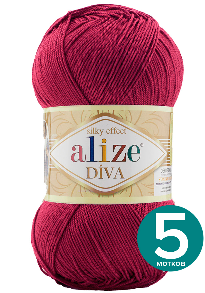 

Пряжа Alize Diva (Ализе Дива) - фуксия (326), 100 г / 350 м (100% микрофибра акрил) - 5 шт, Розовый, Divа klubоk.shор