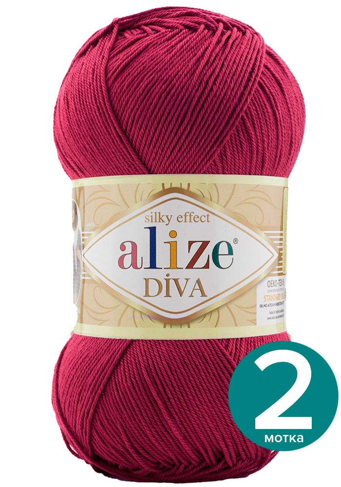 

Пряжа Alize Diva (Ализе Дива) - фуксия (326), 100 г / 350 м (100% микрофибра акрил) - 2 шт, Розовый, Divа klubоk.shор