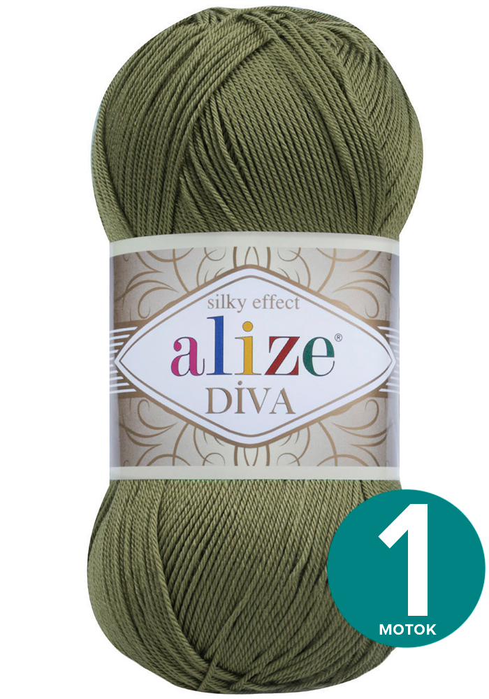 

Пряжа Alize Diva (Ализе Дива) - хаки (273), 100 г / 350 м (100% микрофибра акрил) - 1 шт, Divа klubоk.shор
