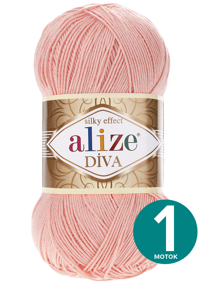 

Пряжа Alize Diva (Ализе Дива) - персик (145), 100 г / 350 м (100% микрофибра акрил) - 1 шт, Розовый, Divа klubоk.shор