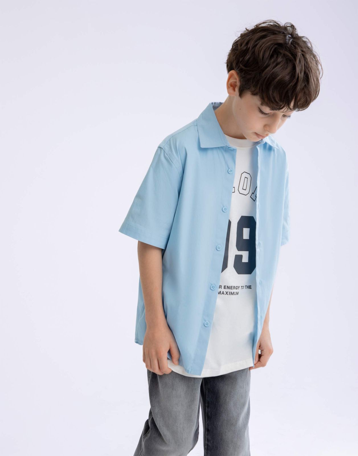 

Рубашка для мальчика Gloria Jeans BSU000374 голубой 7-8л/128, BSU000374