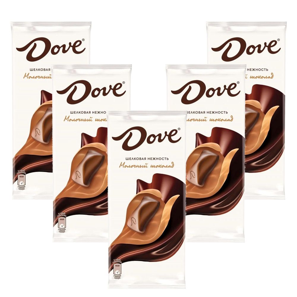 Молочный шоколад Dove, Флоу-пак, 90гр * 5шт.