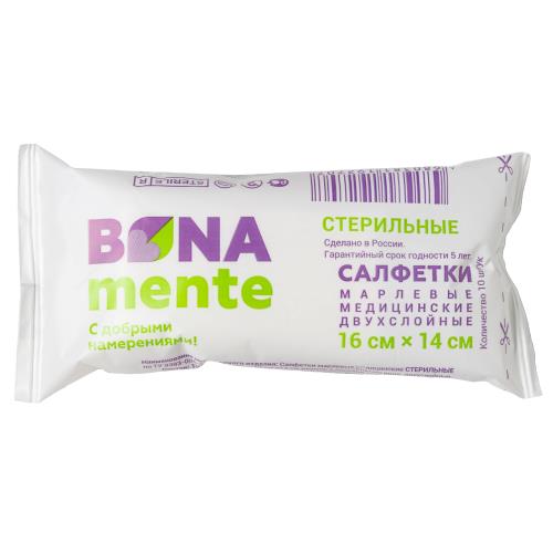 

Салфетки марлевые стерильные Bona mente! №10 16х14 см, Белый