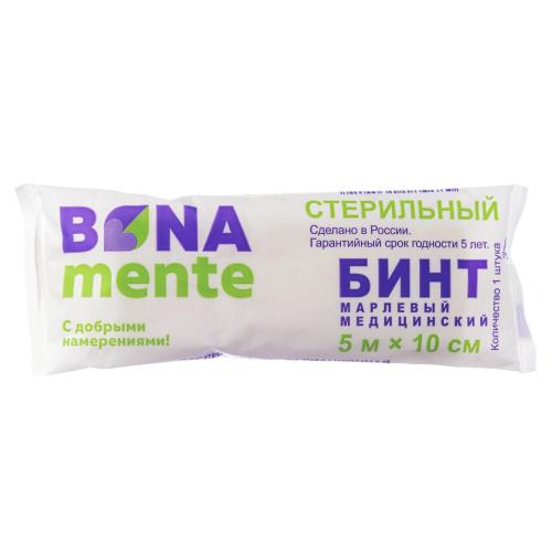 Бинт Bona mente! медицинский марлевый стерильный 5 м х 10 см 100066131682 белый