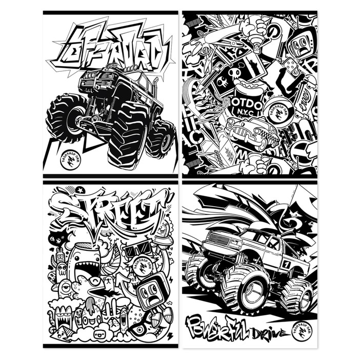 

Тетрадь 48 л в клетку "Раскрась сам" Art black обложка мелованный картон блок офсет МИКС