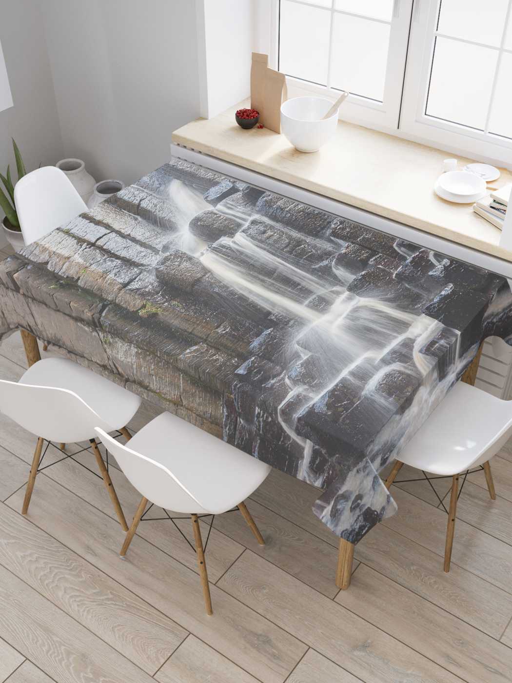 

Скатерть прямоугольная JoyArty "Водопадное искусство" из оксфорда, 180x145 см, Серый, Водопадное искусство