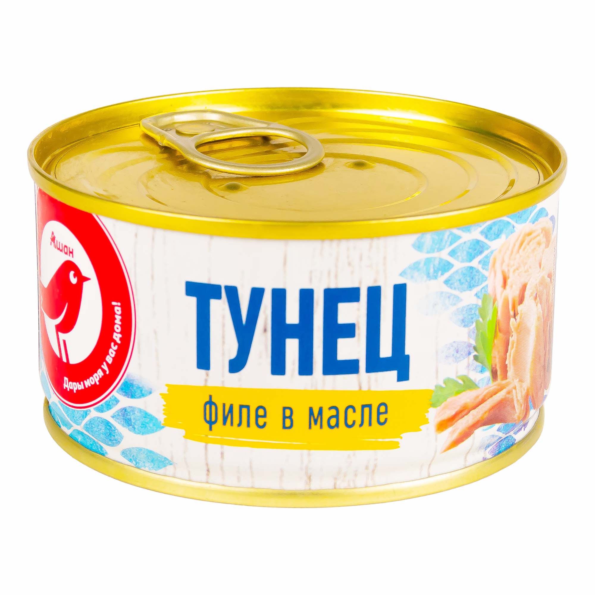 

Тунец АШАН Красная птица, филе в масле, 185 г