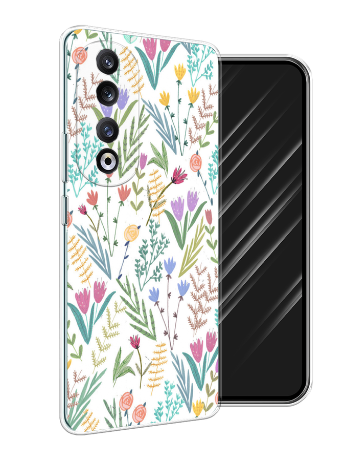 

Чехол Awog на Honor 90 Pro "Полевые цветы рисунок", Белый;зеленый