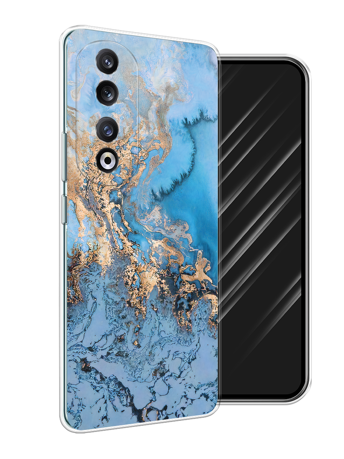 

Чехол Awog на Honor 90 Pro "Морозная лавина синяя", Серебристый