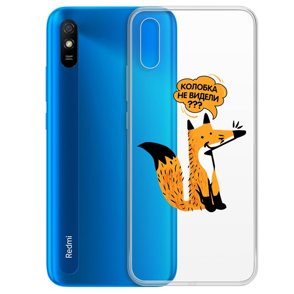 фото Чехол-накладка krutoff clear case "лиса" для xiaomi redmi 9a