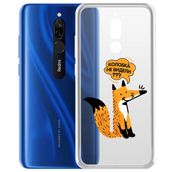 фото Чехол-накладка krutoff clear case "лиса" для xiaomi redmi 8