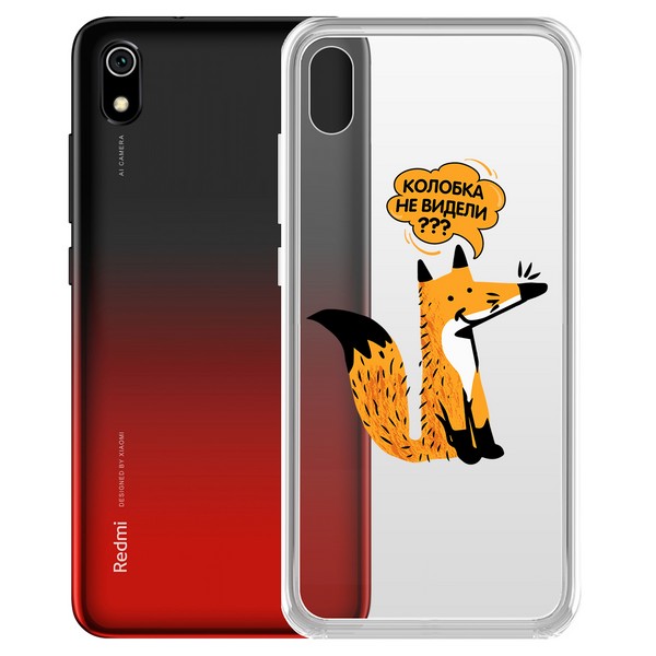 фото Чехол-накладка krutoff clear case "лиса" для xiaomi redmi 7a