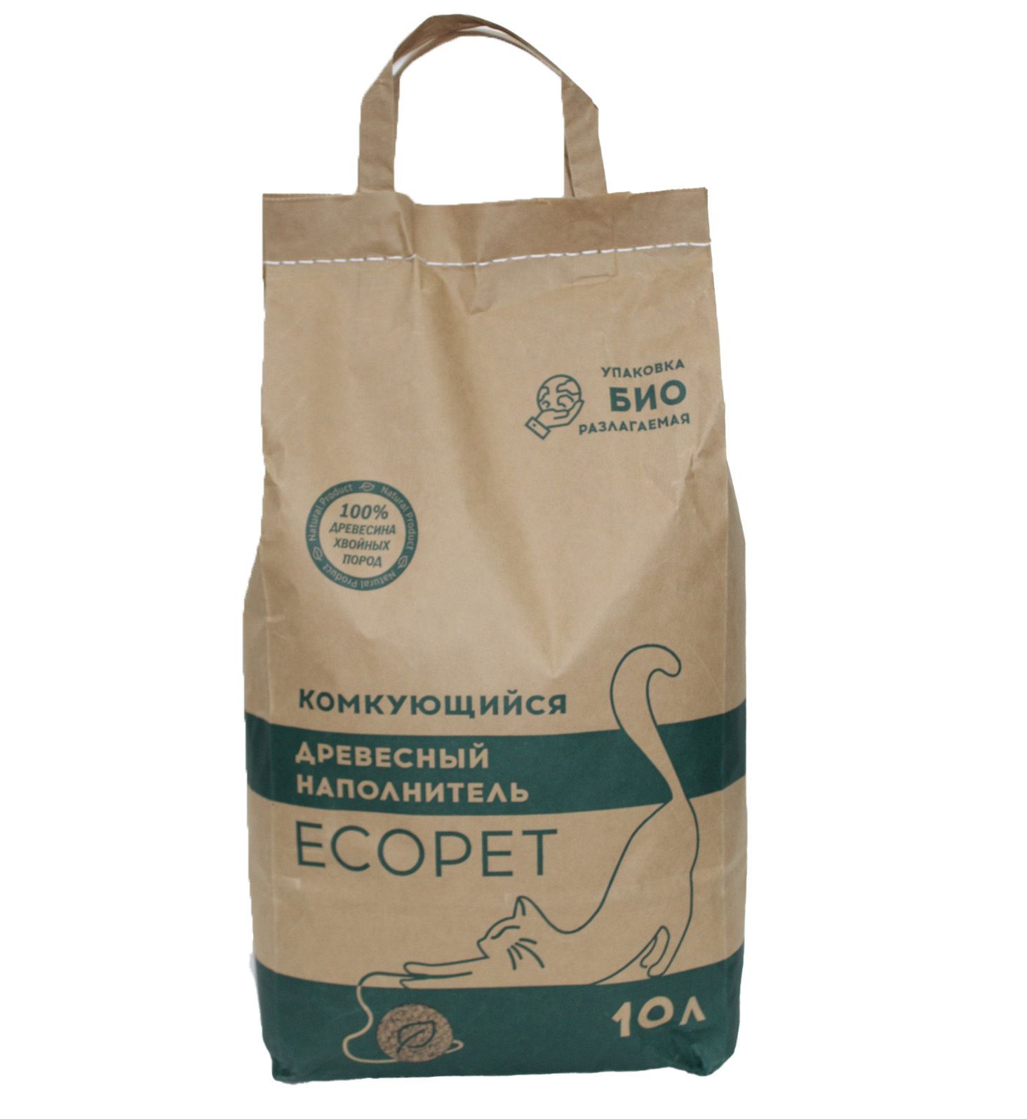 Наполнитель Древесный комкующийся 4 кг.10 литров ECOPET