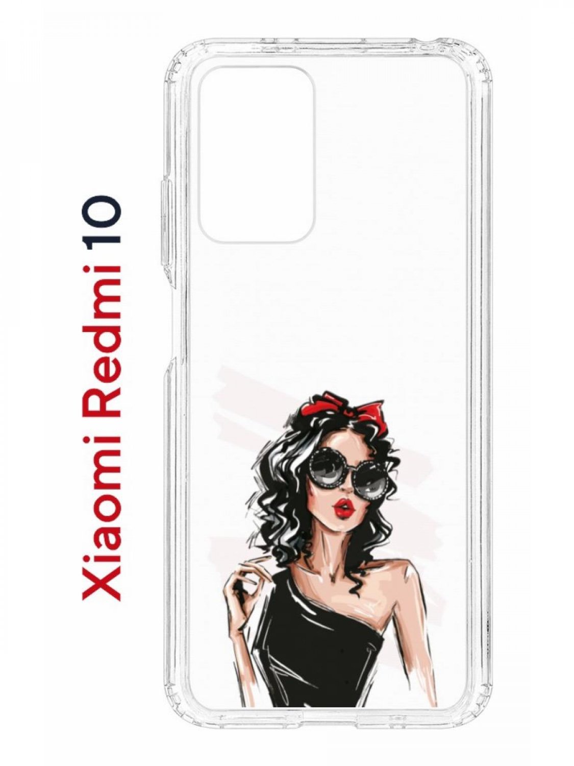 Чехол на Xiaomi Redmi 10/10 Prime Kruche Print Фэшн леди,противоударный бампер с принтом