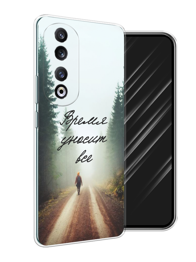 

Чехол Awog на Honor 90 Pro "Время уносит все", Зеленый;коричневый;белый