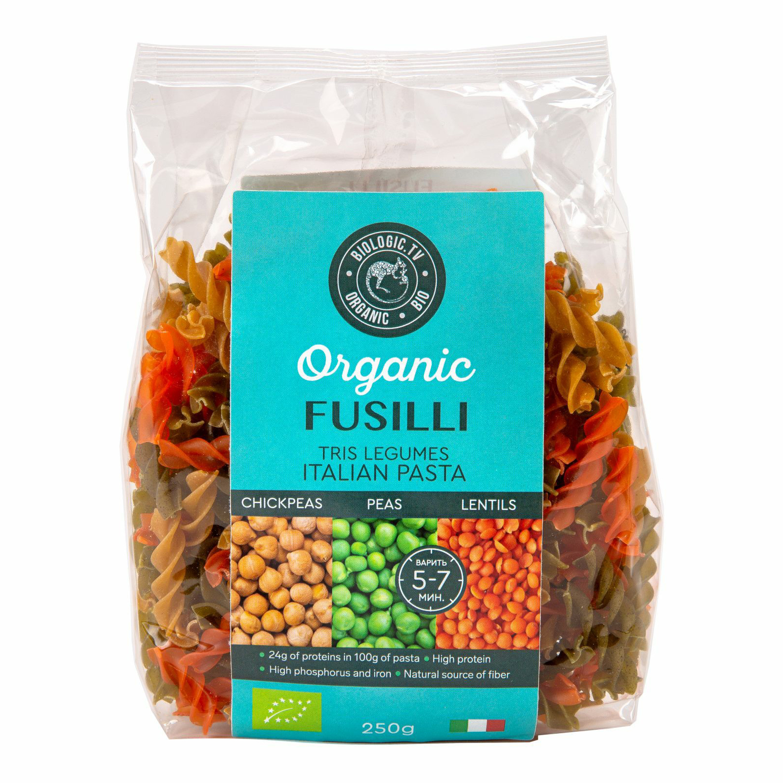Макаронные изделия Biologic.TV Fusilli 3 в 1 250 г