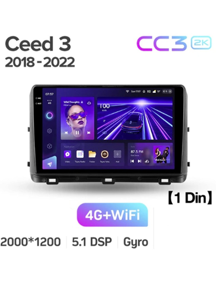 

Штатная магнитола Teyes CC3 2K для Kia Ceed 3 CD 2018-2022 10" (1 DIN) 4+64G, CC3