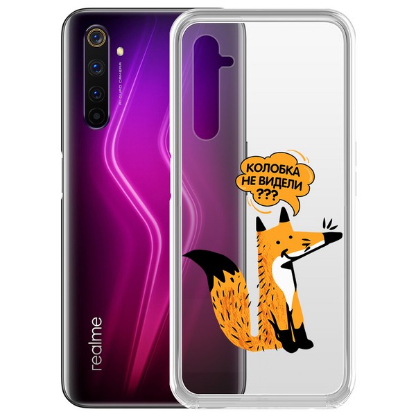 фото Чехол-накладка krutoff clear case "лиса" для realme 6 pro