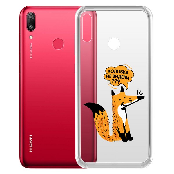 фото Чехол-накладка krutoff clear case "лиса" для huawei y7 (2019)