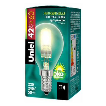 

Лампа галогенная Uniel HCL-42 E14 42 Вт прозрачная шар