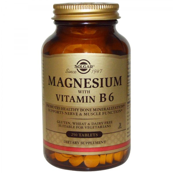 Добавка Solgar Magnesium with Vitamin B6, 250 таблеток