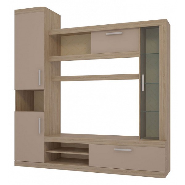 

Стенка для гостиной прямая Mebelson Макси 185x47х187, имбирь/дуб сонома, Макси