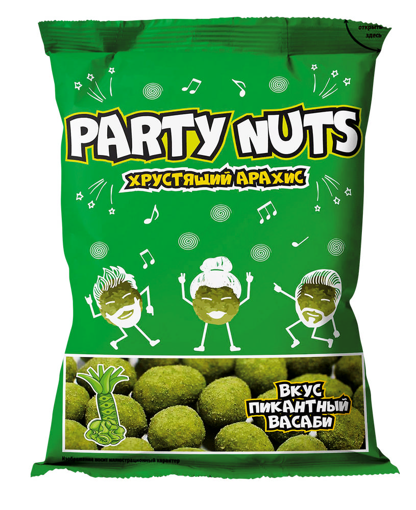 

Хруст.арахис party nuts пикантный васаби 100г