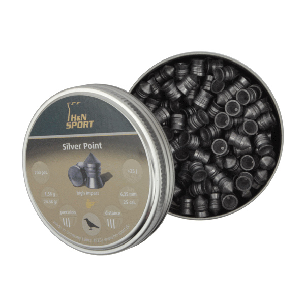 

Пули пневматические H&N Silver Point 6,35 мм 1,58 г headsize, 200 шт, Серый