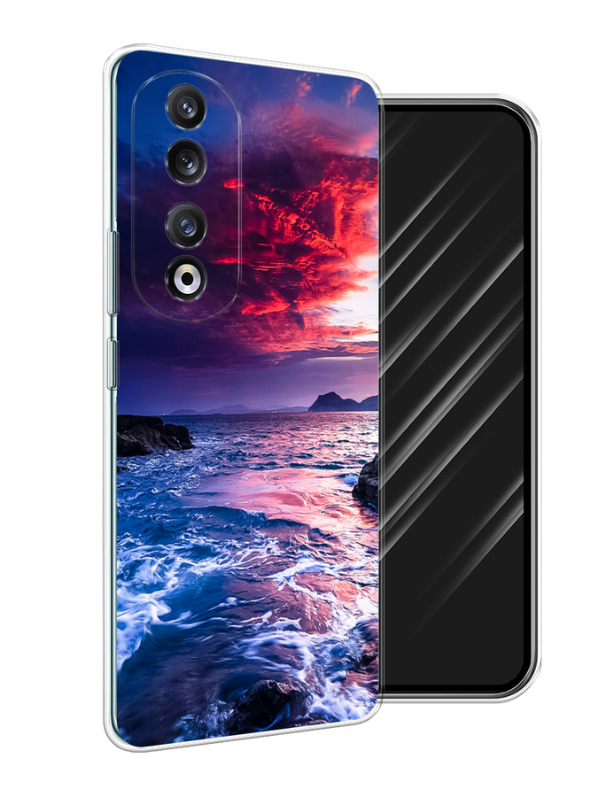 

Чехол Awog на Honor 90 Pro "Волны 1", Розовый;синий