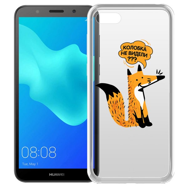 фото Чехол krutoff clear case "лиса" для huawei y5 prime (18)/y5 lite(18)/honor 7a prime/7a/7s