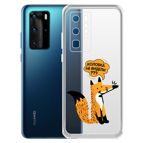 фото Чехол-накладка krutoff clear case "лиса" для huawei p40 pro