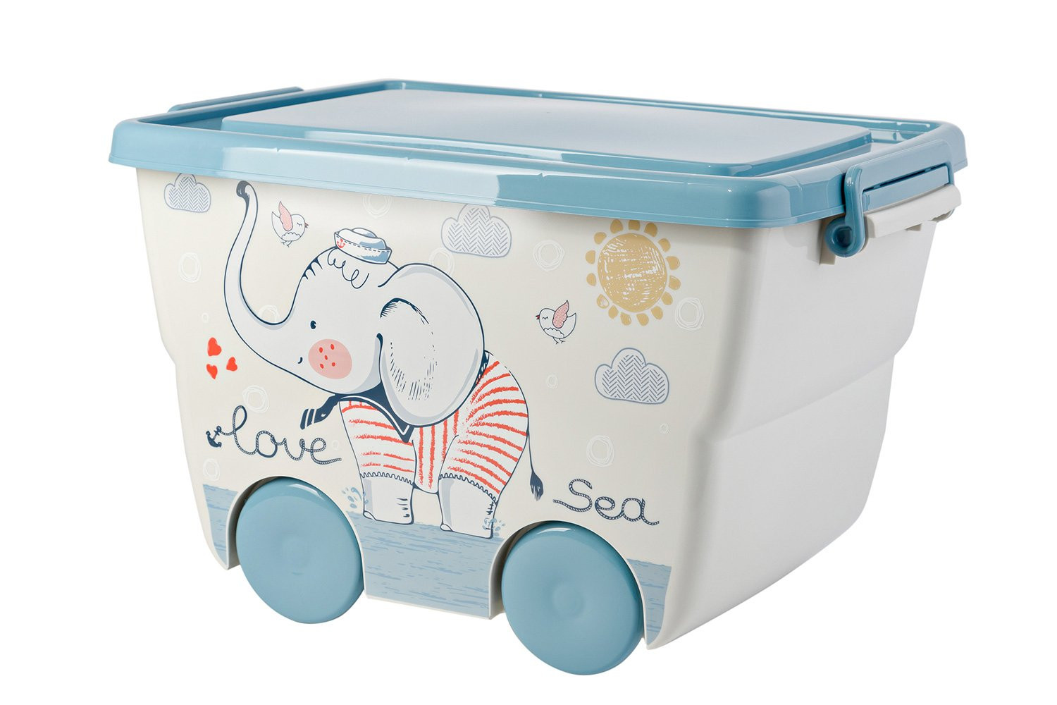 фото Ящик для игрушек с крышкой на колёсиках hoff деко слоник 80342332